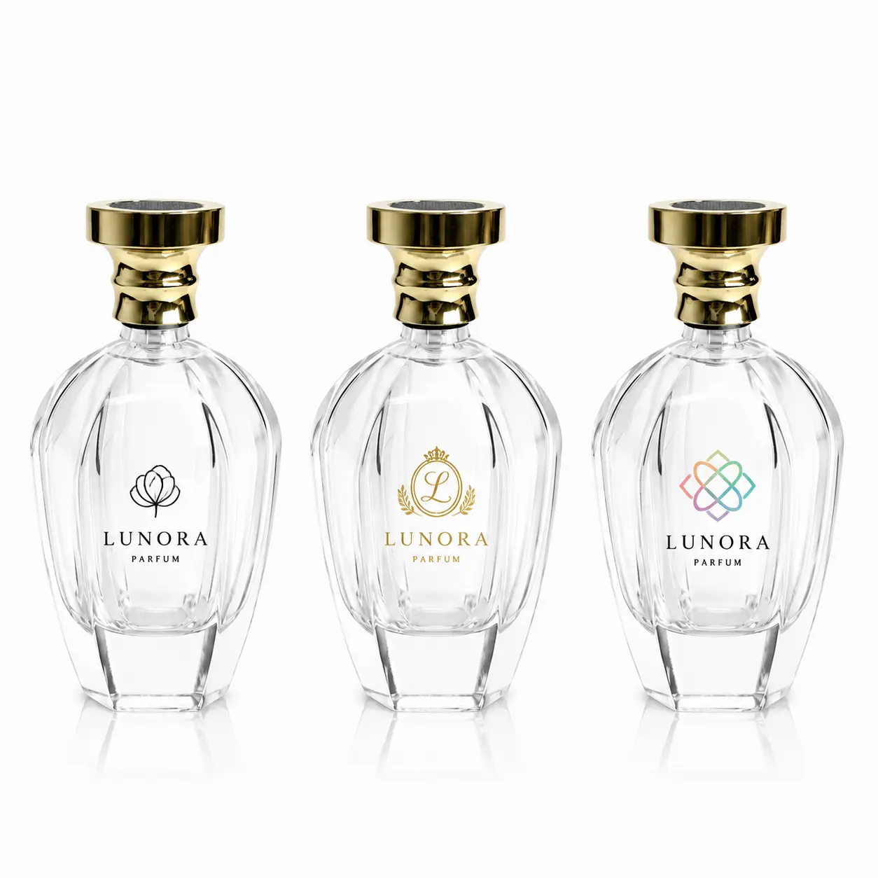 100ml Ribbed Perfume Bottle Logo Printing Reference Screen-printing color references on 100ml ribbed clear glass perfume bottles