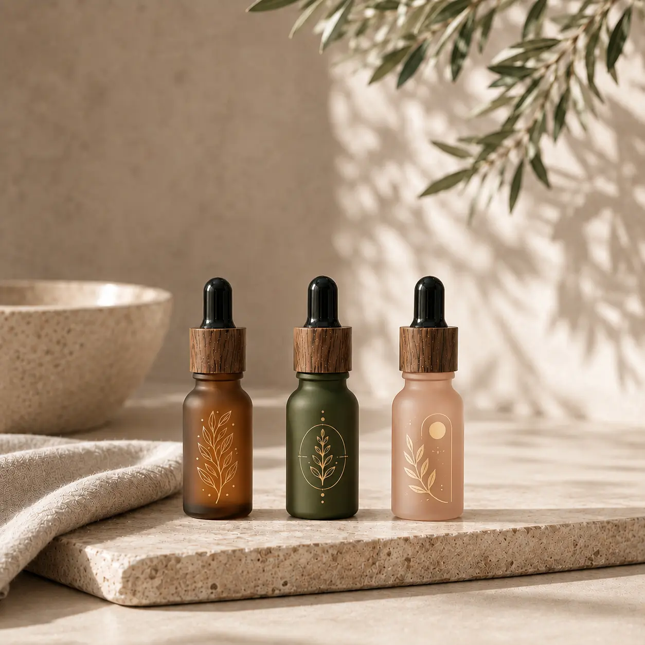 15ml Serum Dropper Bottle Printing Color Reference 15ml serum dropper bottle displayed with different printing colors and customized surface treatment references.