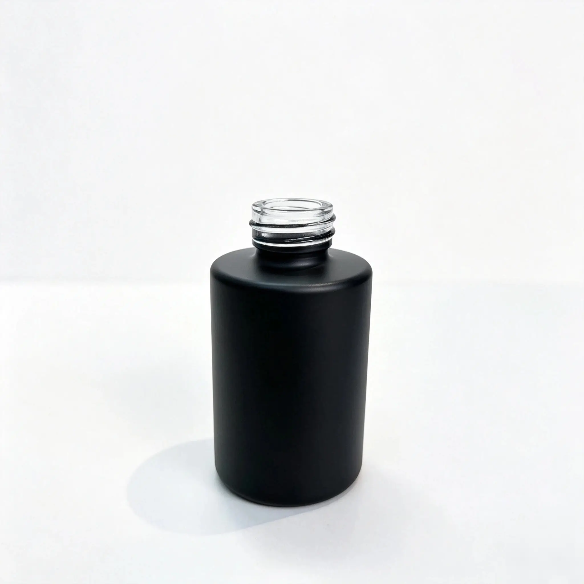 30ml Essential Oil Dropper Bottle Without Cap Matte black 30ml essential oil dropper bottle shown without the dropper cap to display the cylindrical bottle body